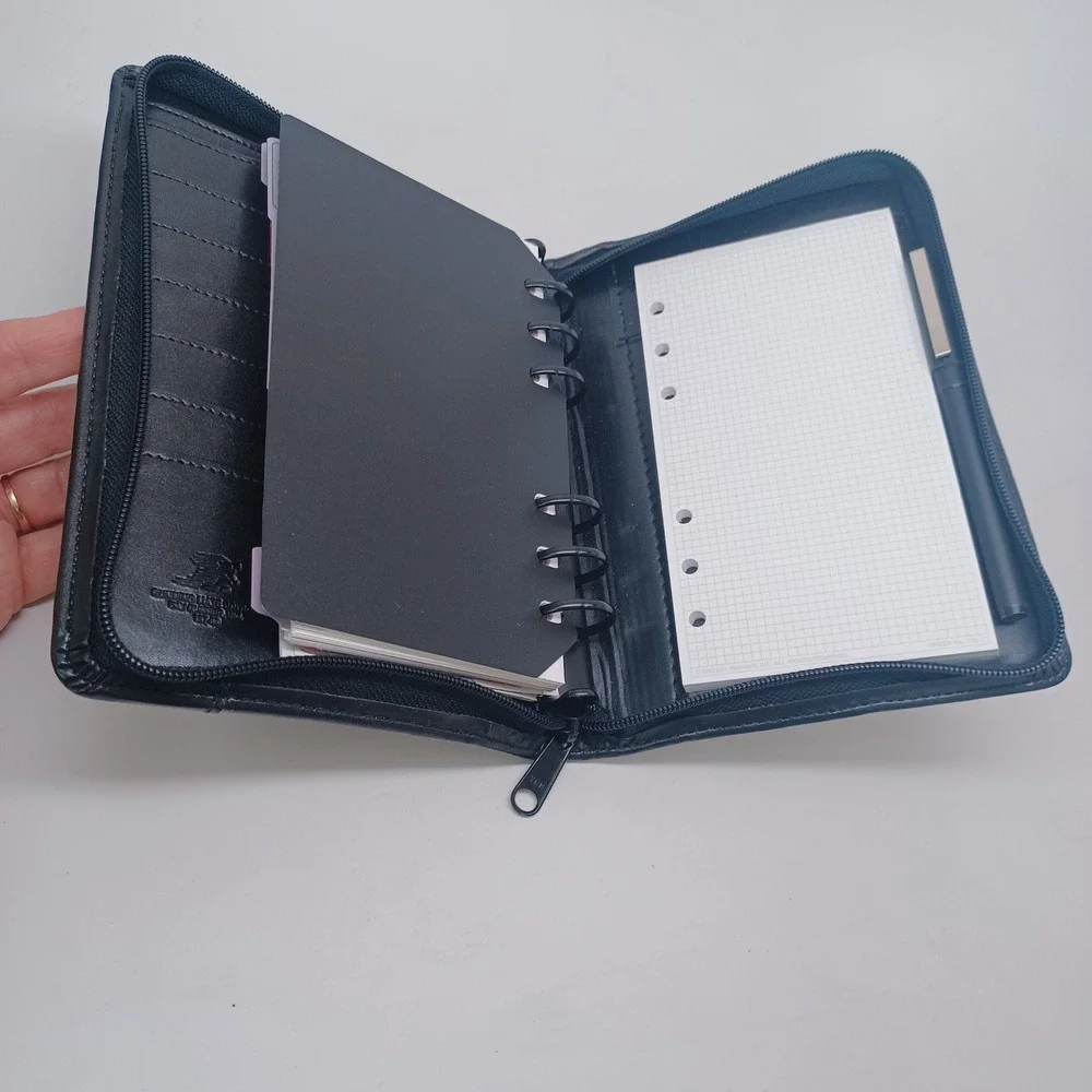 Day Runner Running Mate Edition Plus Black Leather Zip Around 6 Ring Planner
